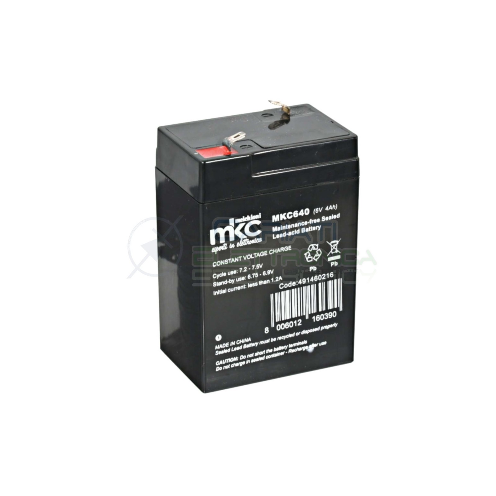 BATTERIA RICARICABILE AL PIOMBO 6V 4Ah per Proiettori Lampade Emergenza MKC640MKC