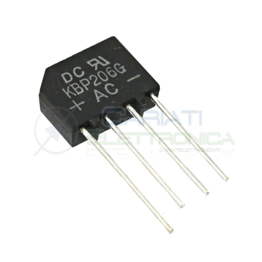 3 Pezzi KBP206G Ponte raddrizzatore piatto 600V 2A DiotecDIOTEC SEMICONDUCTOR