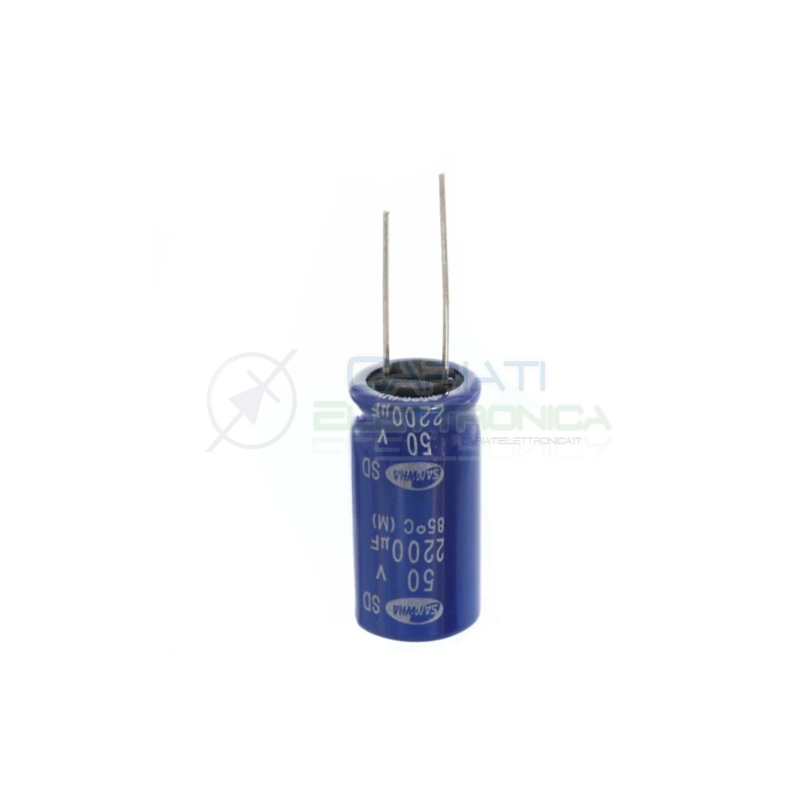 2 PEZZI CONDENSATORE ELETTROLITICO 2200uF 2200 uF 50V 85° 16X31 mm Passo 7,5mm SAMWHA Samwha