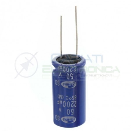 2 PEZZI CONDENSATORE ELETTROLITICO 2200uF 2200 uF 50V 85° 16X31 mm Passo 7,5mm SAMWHA Samwha