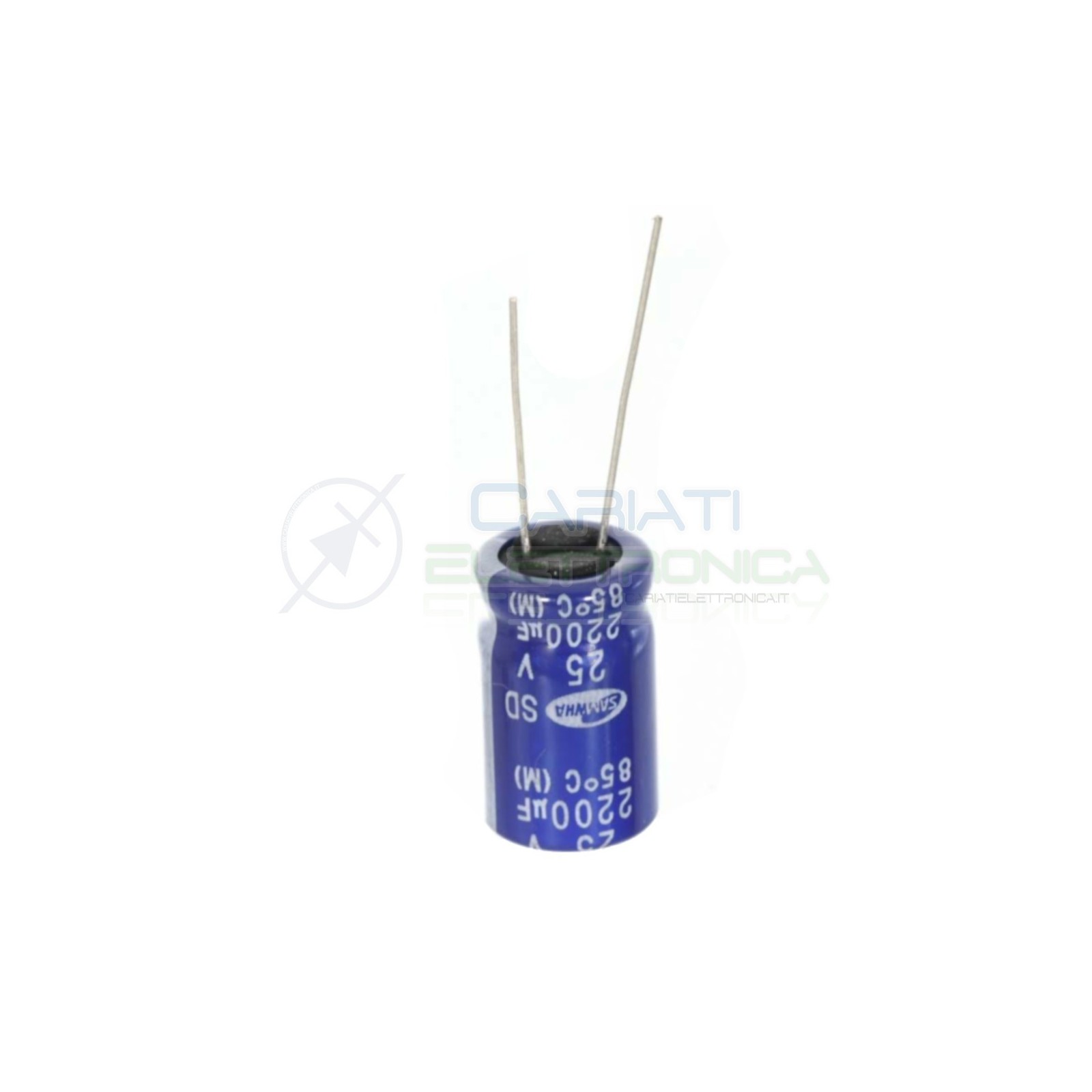 5 PEZZI CONDENSATORE ELETTROLITICO 2200uF 2200 uF 25V 85° 12X20 mm Passo 5mm SAMWHA Samwha