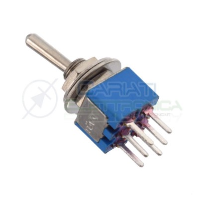 Interruttore Deviatore a Leva ON - ON 3A 125V 6 Pin DP3T da Circuito Stampato