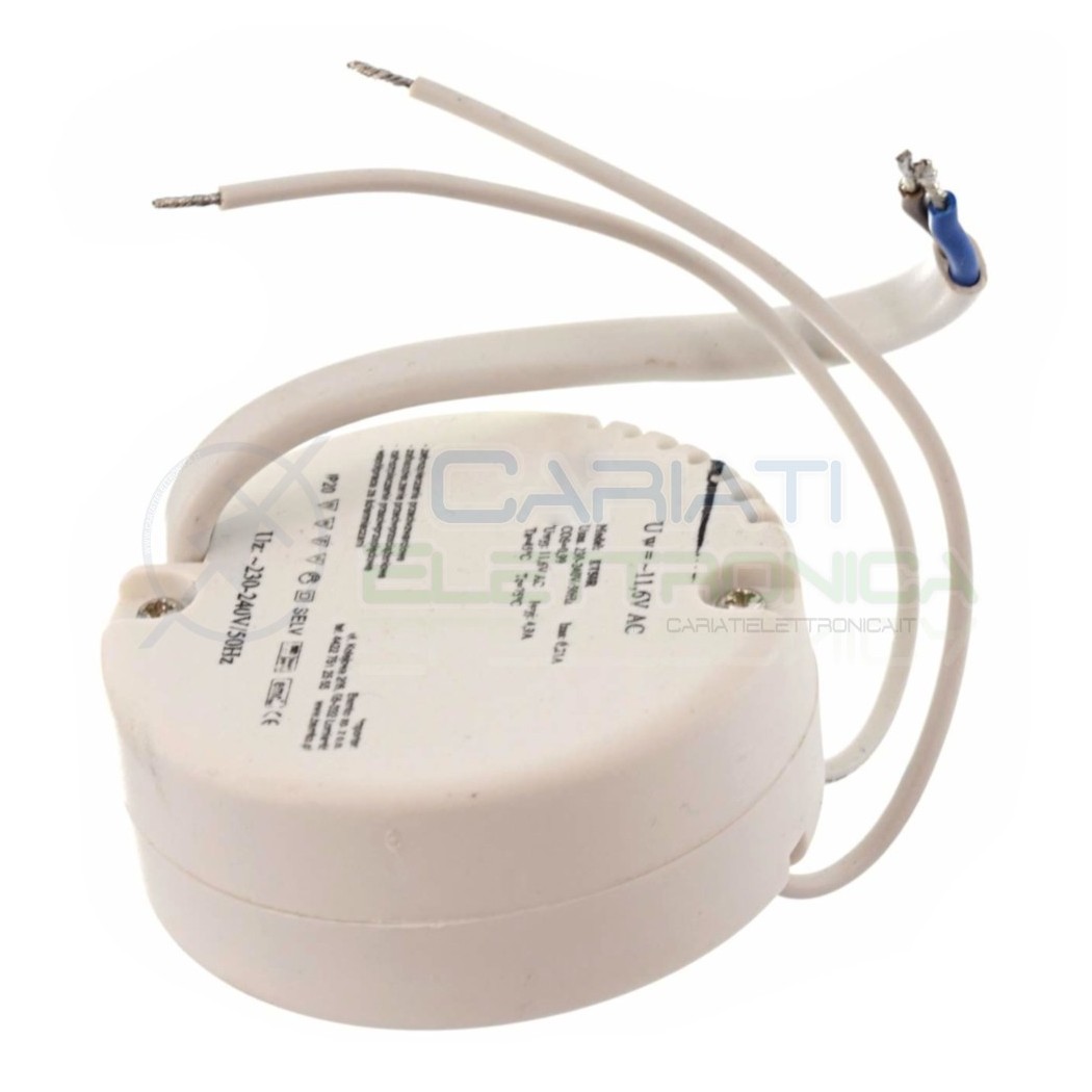TRASFORMATORE ELETTRONICO ROTONDO BIANCO 50VA 230Vac 12Vac singola uscita