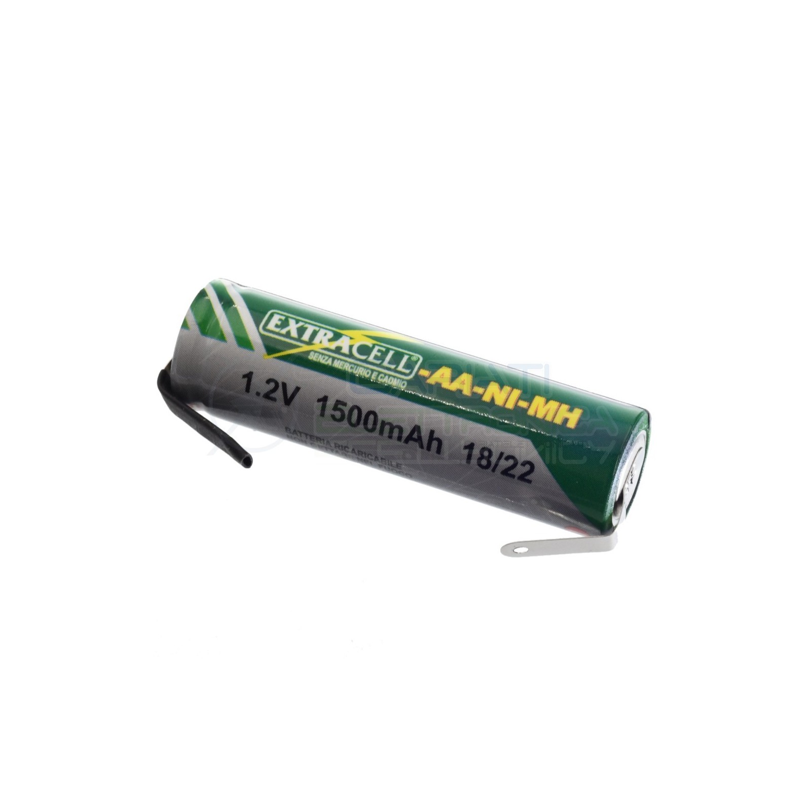 Batteria 1,2V AA Stilo 1500mAh Ricaricabile NiMh 1,2 Volt con terminali a saldare Extracell