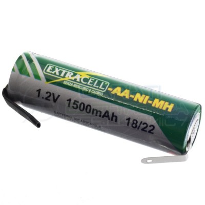Battery 1,2V AA 1500mAh rechargeable NiMh 1,2 Volt with terminal for solderingExtracell