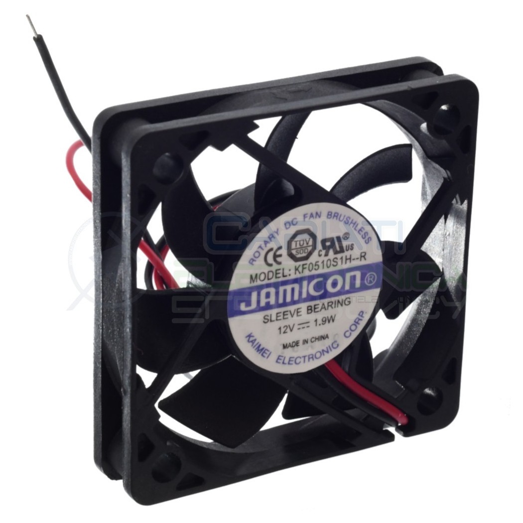 Ventola 50 x 50 x 10 mm 12V 1.9W JAMICON KF0510S1H-R Dissipazione Ventilazione