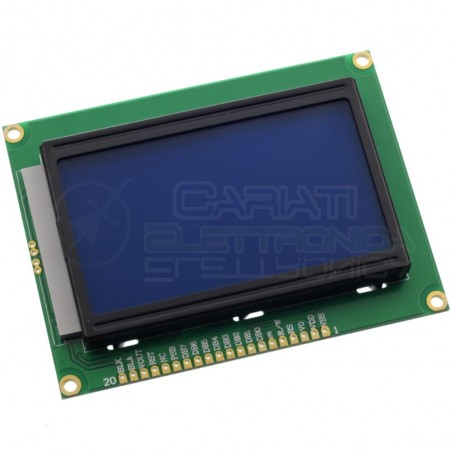 Display grafico 128x64 LCD retroilluminato BLU Arduino Pic ST7920 standard