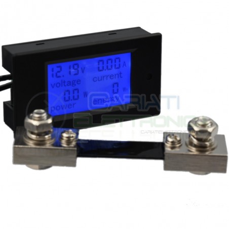 MISURATORE DI CONSUMO ELETTRICO WATTMETRO VOLTMETRO AMPEROMETRO 6.5-100Vdc 100A