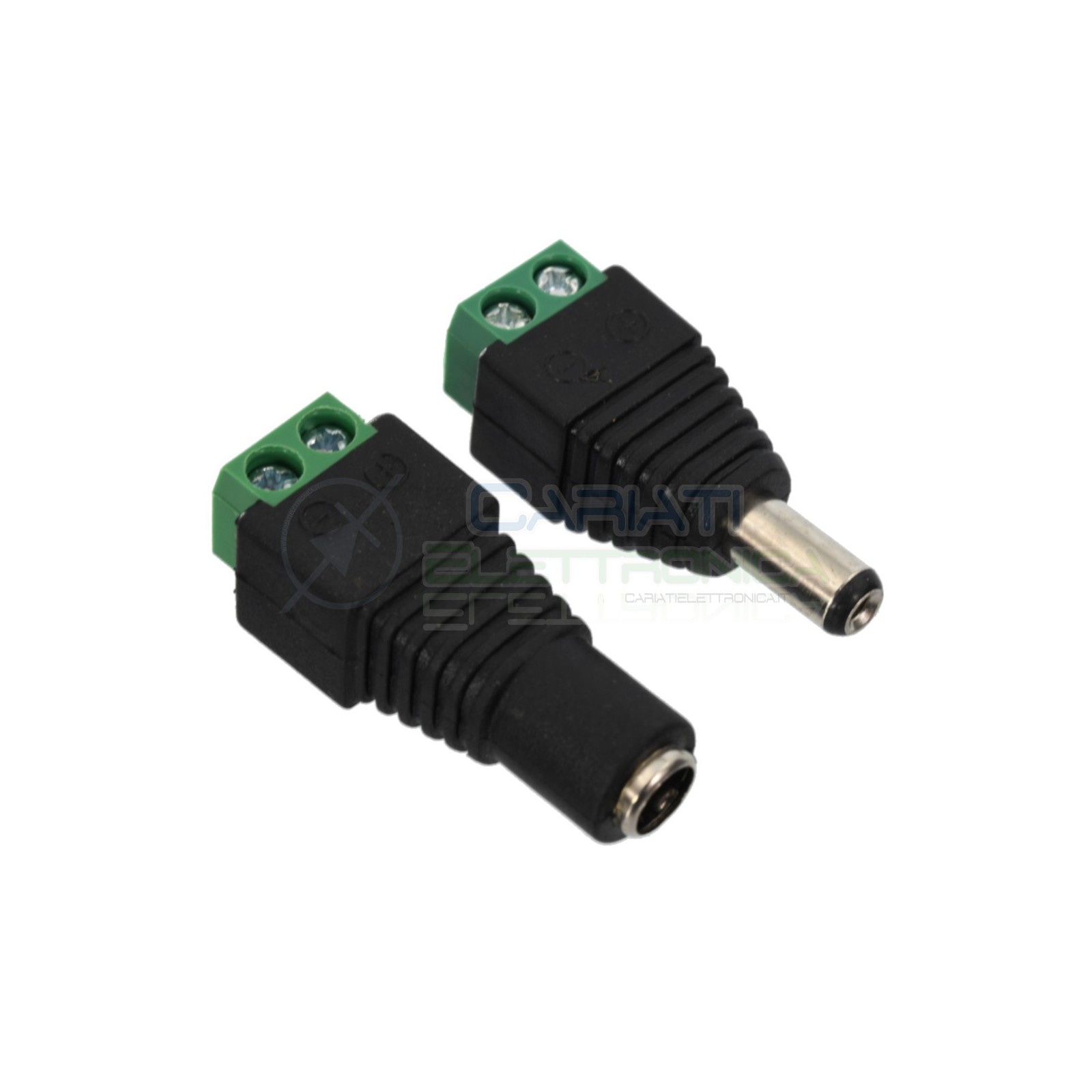Coppia KIT Adattatore Connettore di alimentazione spina presa DC 5,5 x 2,1 mm con morsetti a viteCariati Elettronica