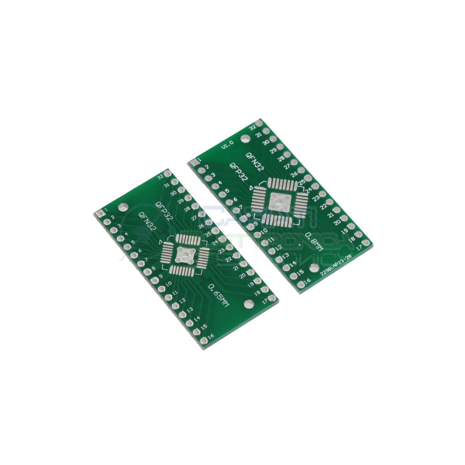 2 PEZZI Adattatore Basetta Test PCB QFN32 QFN32 DIP32 Passo 0,65 mm 0,8 mm