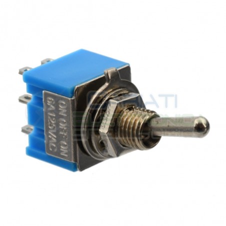 Interruttore Deviatore a Leva ON OFF ON 2A 250V 6 Pin DP3T Bilanciere