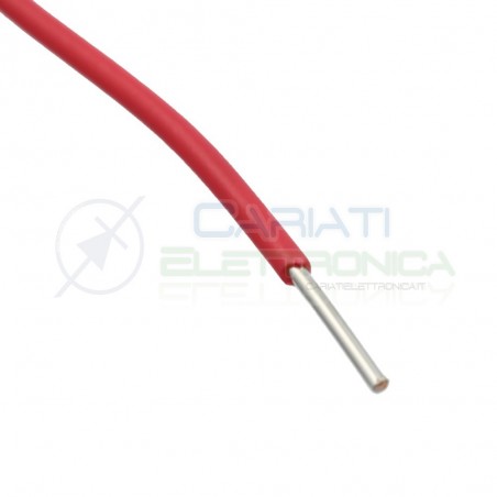 2 metri di Cavo filo singolo unifilate rigido AWG22 0.6mm con guaina Rossa Rosso