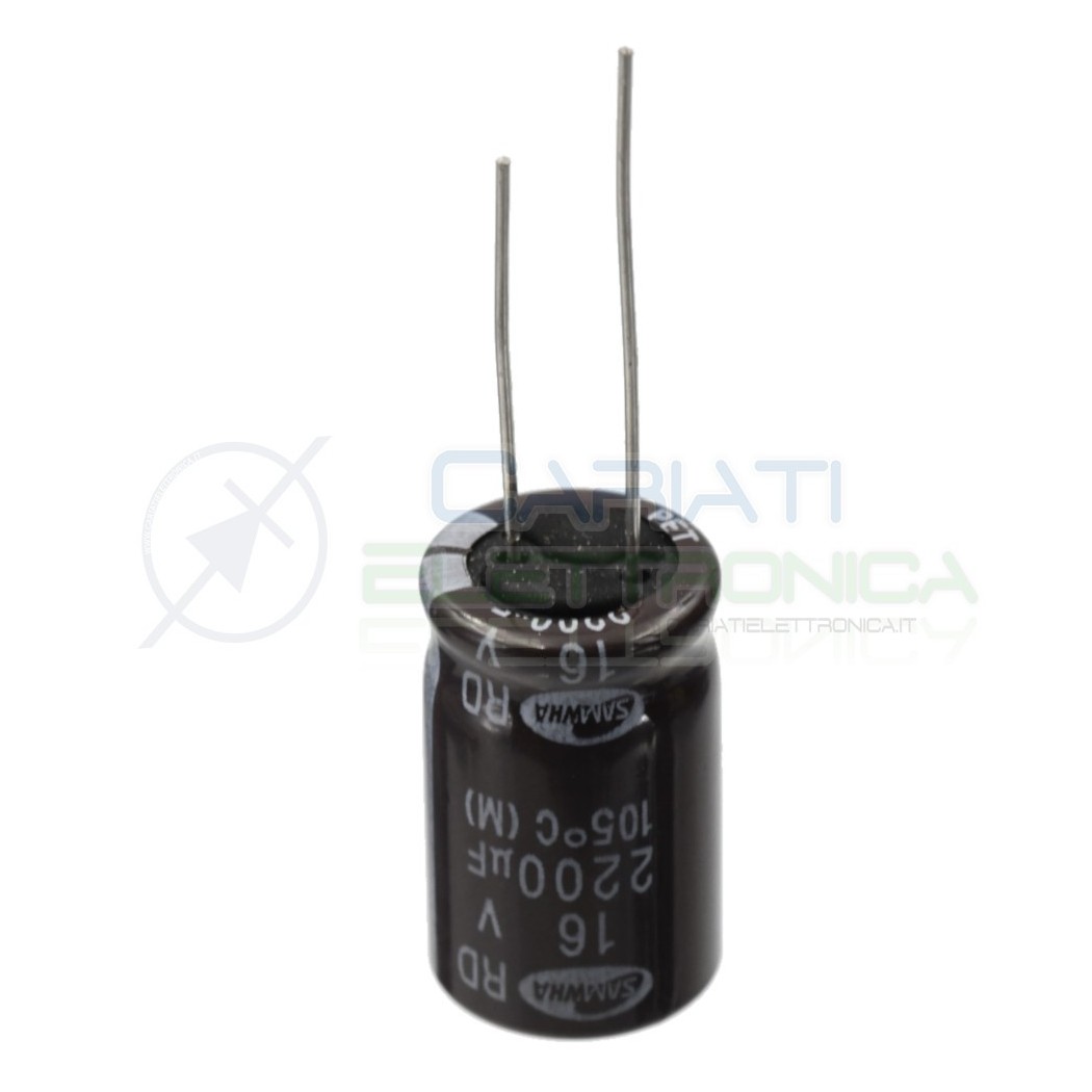 5 PEZZI CONDENSATORE ELETTROLITICO SAMWHA 2200uF 2200 uF 16V 105°C 12x20 mm Passo 5mm Samwha