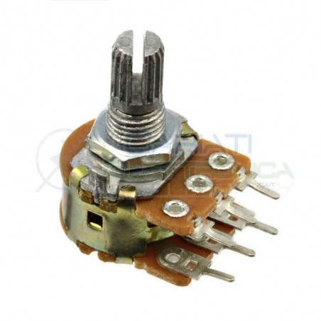 POTENZIOMETRO STEREO LINEARE 22Kohm 22 Kohm B22K PERNO 15mm Monogiro
