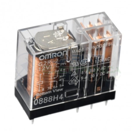 Relè OMRON G2R-2 bobina da 12V dc 5A 250Vac 5A 30Vdc DPDT Doppio scambio contattoOmron