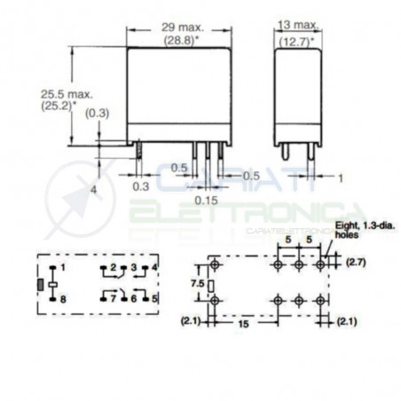 Relè OMRON G2R-2 bobina da 12V dc 5A 250Vac 5A 30Vdc DPDT Doppio scambio contattoOmron