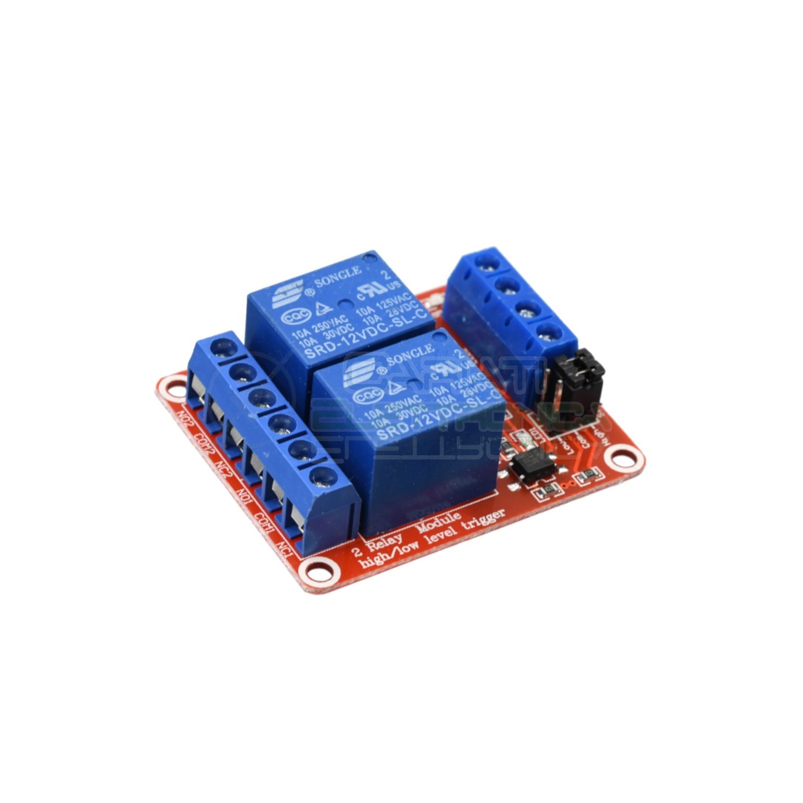 Board 2 Relays coil 12V Dc Songle SRD-12VDC-SL-C Spdt 250V 10A Arduino PcbGenerico