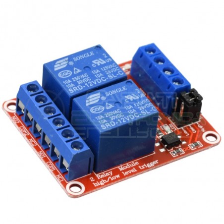 Board 2 Relays coil 12V Dc Songle SRD-12VDC-SL-C Spdt 250V 10A Arduino PcbGenerico