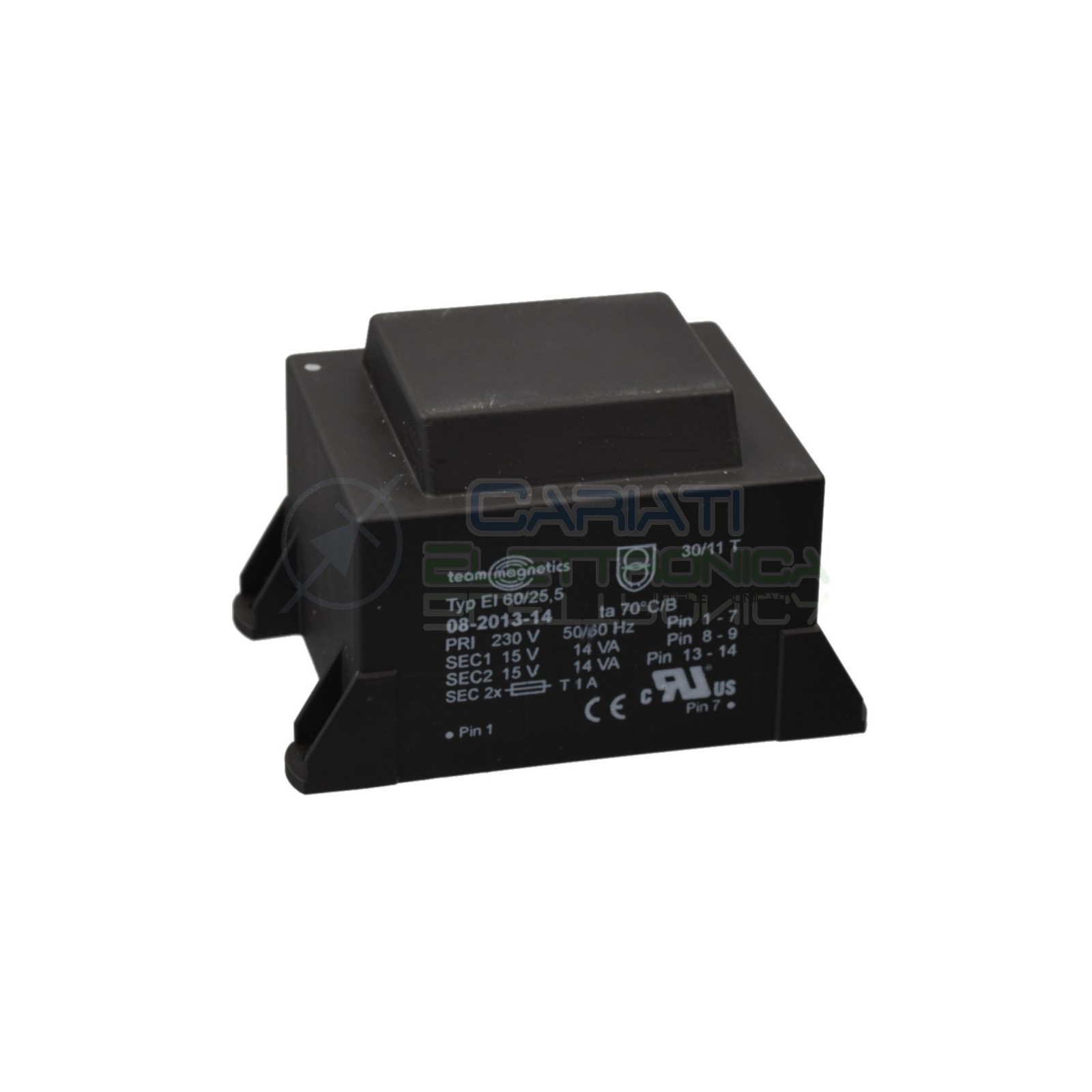 Trasformatore alimentatore incapsulato 28VA 15V Ingresso 230V Ac Uscita 2 x 15V