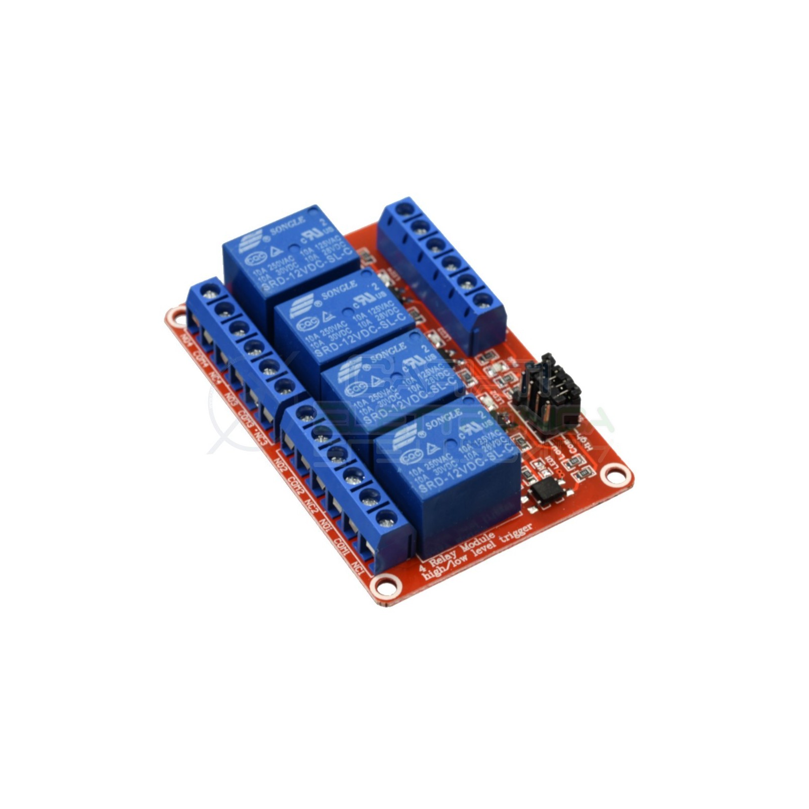 Scheda 4 Relay Relè bobina 12V Dc Singolo Scambio Songle SRD-12VDC-SL-C Spdt 250V 10A Generico