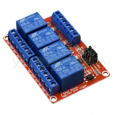 Scheda 4 Relay Relè bobina 12V Dc Singolo Scambio Songle SRD-12VDC-SL-C Spdt 250V 10A Generico