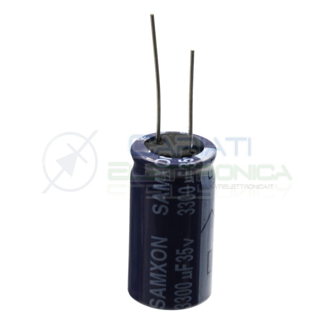 2 PEZZI CONDENSATORE ELETTROLITICO 3300uF 3300 uF 35V 85° 16x30mm Passo 7,5mm Samxon