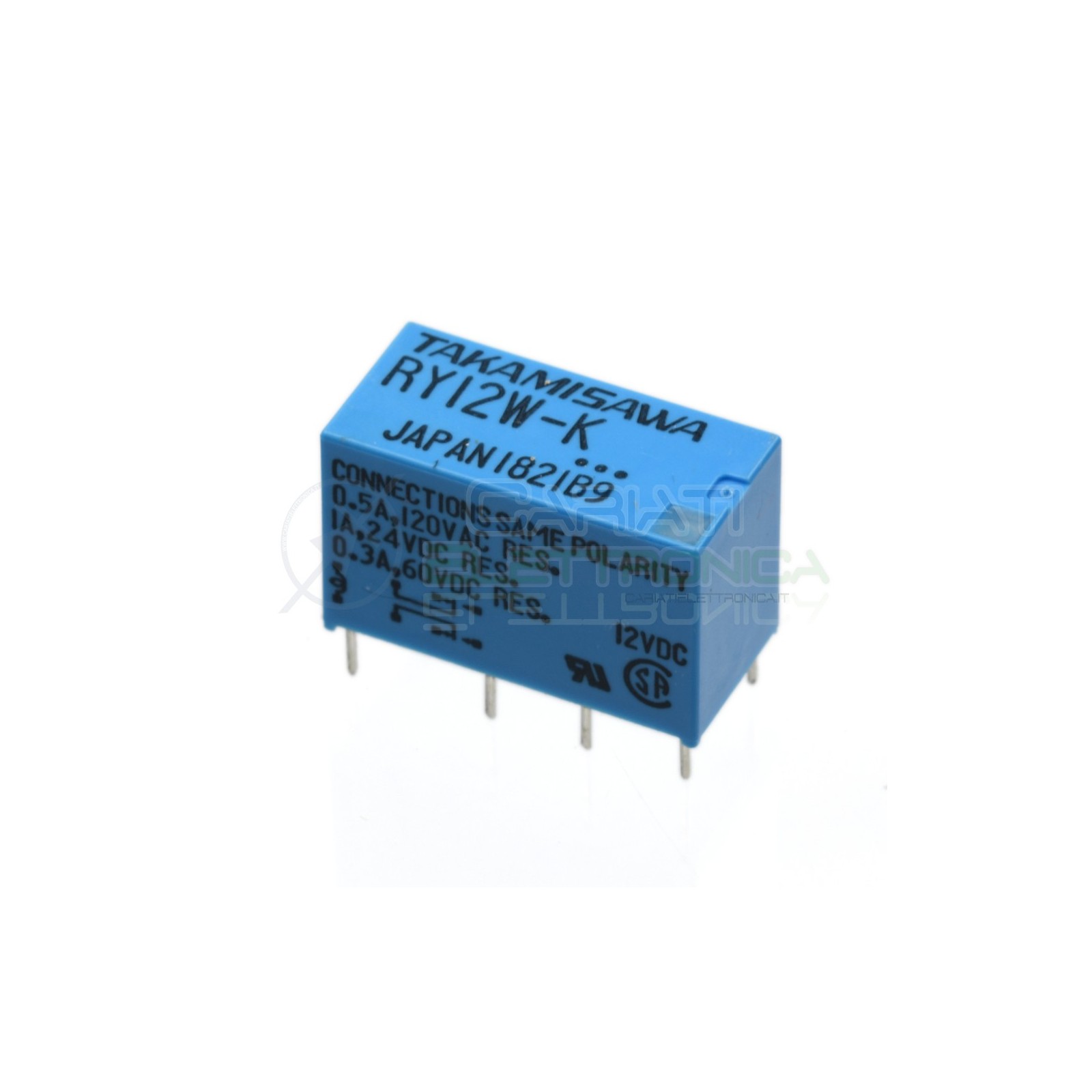 Relè Takamisawa RY12W-K Bobina 12Vdc 12V DC 0.5A 120V DPDT doppio 2 scambio Takamisawa