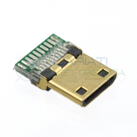 PEZZO Connettore porta MINI HDMI maschio 19pin a saldare da PCB DIP CircuitoGenerico