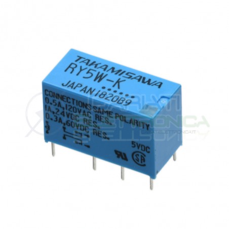 Relè doppio 2 scambio TAKAMISAWA RY5W-K 5VDC 5V DC 0.5A 120V DPDT