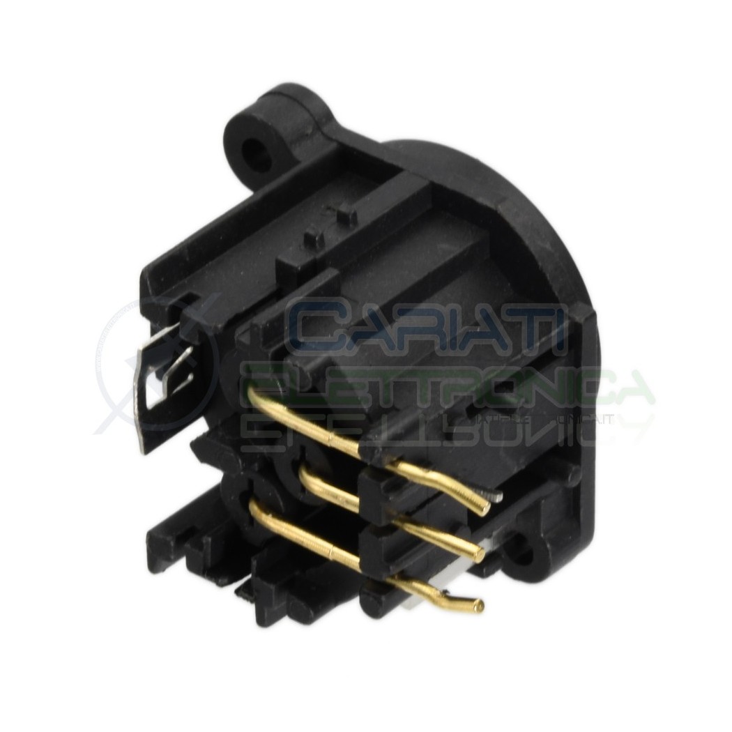 Hicon Connettore XLR Femmina A 3 Poli Da Incasso – Montaggio Verticale Su PCB, Contatti Placcati In Oro, Corpo In Plastica, Per Applicazioni Audio Professionali