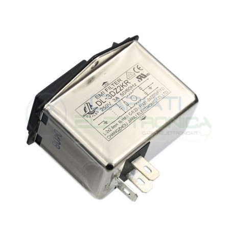 Filtro di rete EMI 3A con presa IEC interruttore e portafusibile da pannelloJianli Electronic