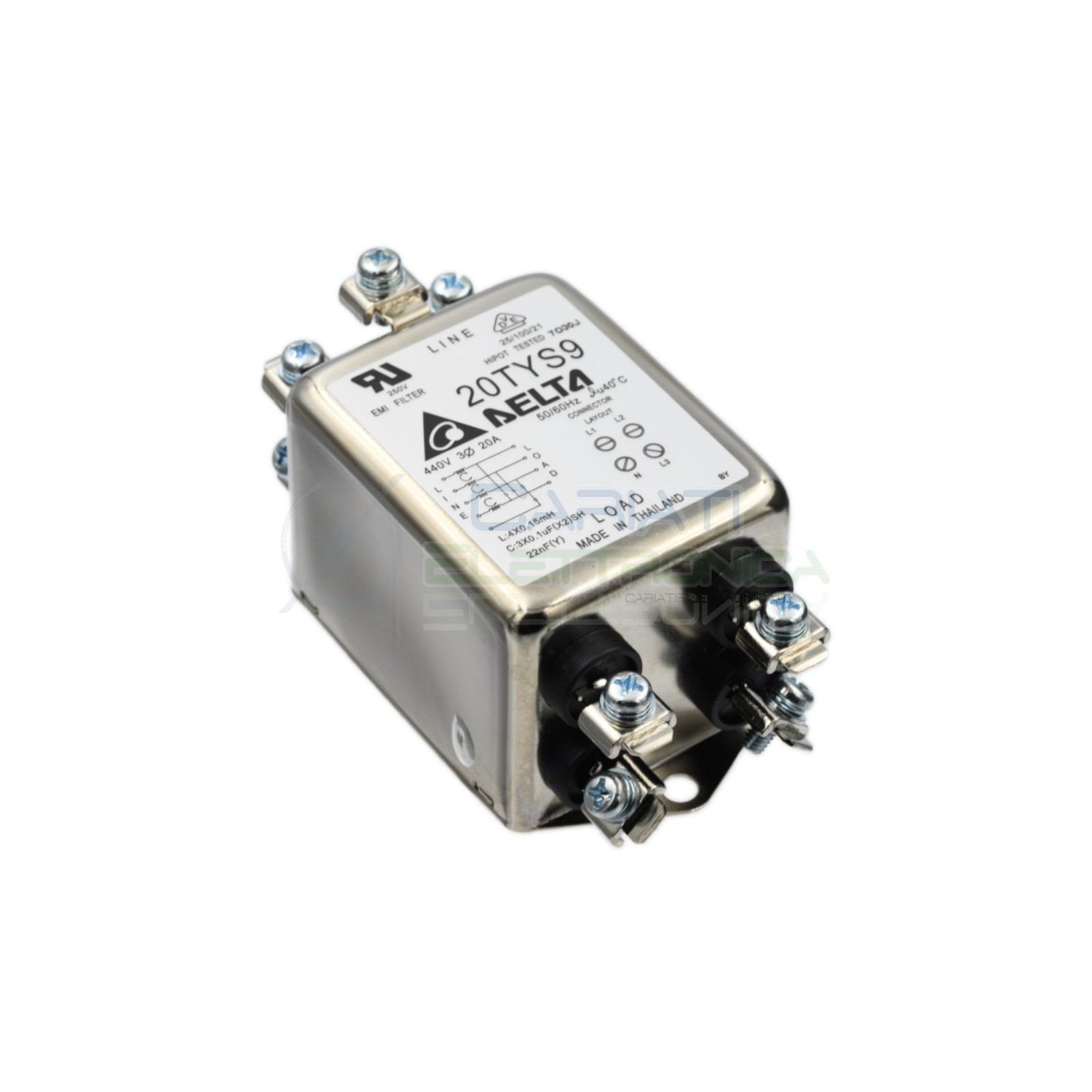 Filtro di rete EMI Trifase 20A induttivo capacitivo 20TYS9 Delta Electronics Delta elettronics
