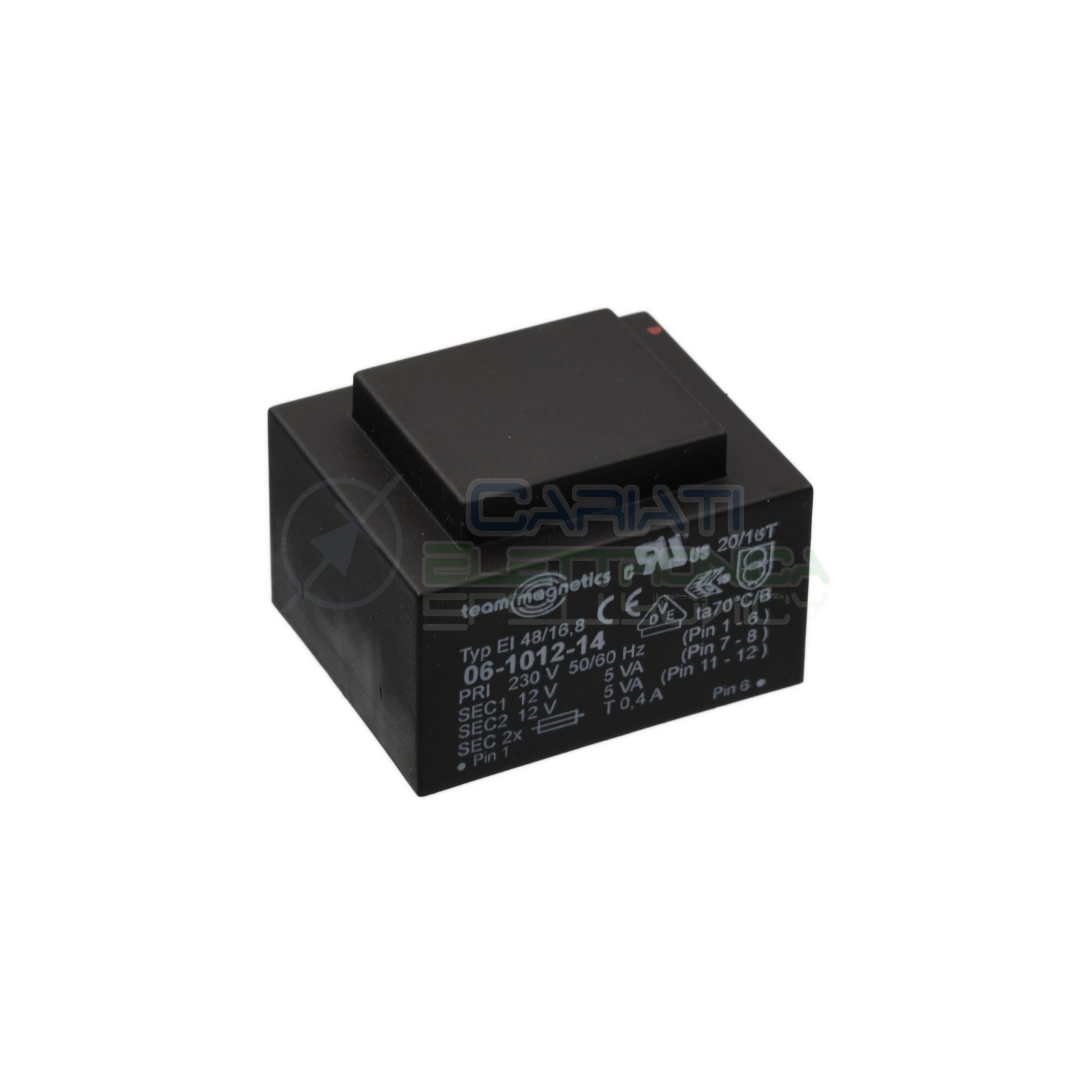 Trasformatore incapsulato 10VA 230V Doppia Uscita 2 x 12V