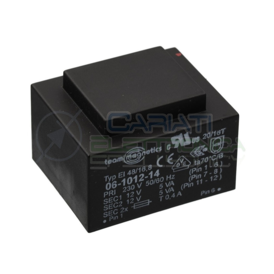 Trasformatore incapsulato 10VA 230V Doppia Uscita 2 x 12V