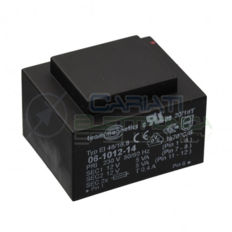 Trasformatore incapsulato 10VA 230V Doppia Uscita 2 x 12V