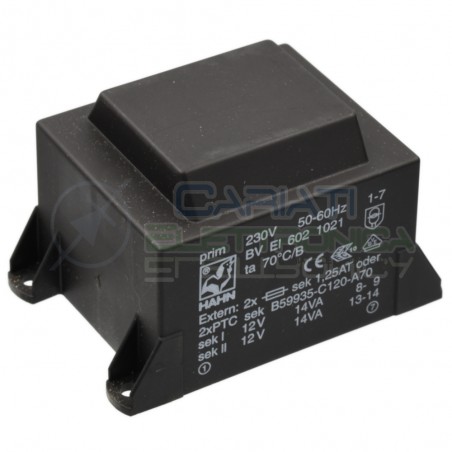 Trasformatore incapsulato 28VA Ingresso 230V Ac Uscita 2x12V DC