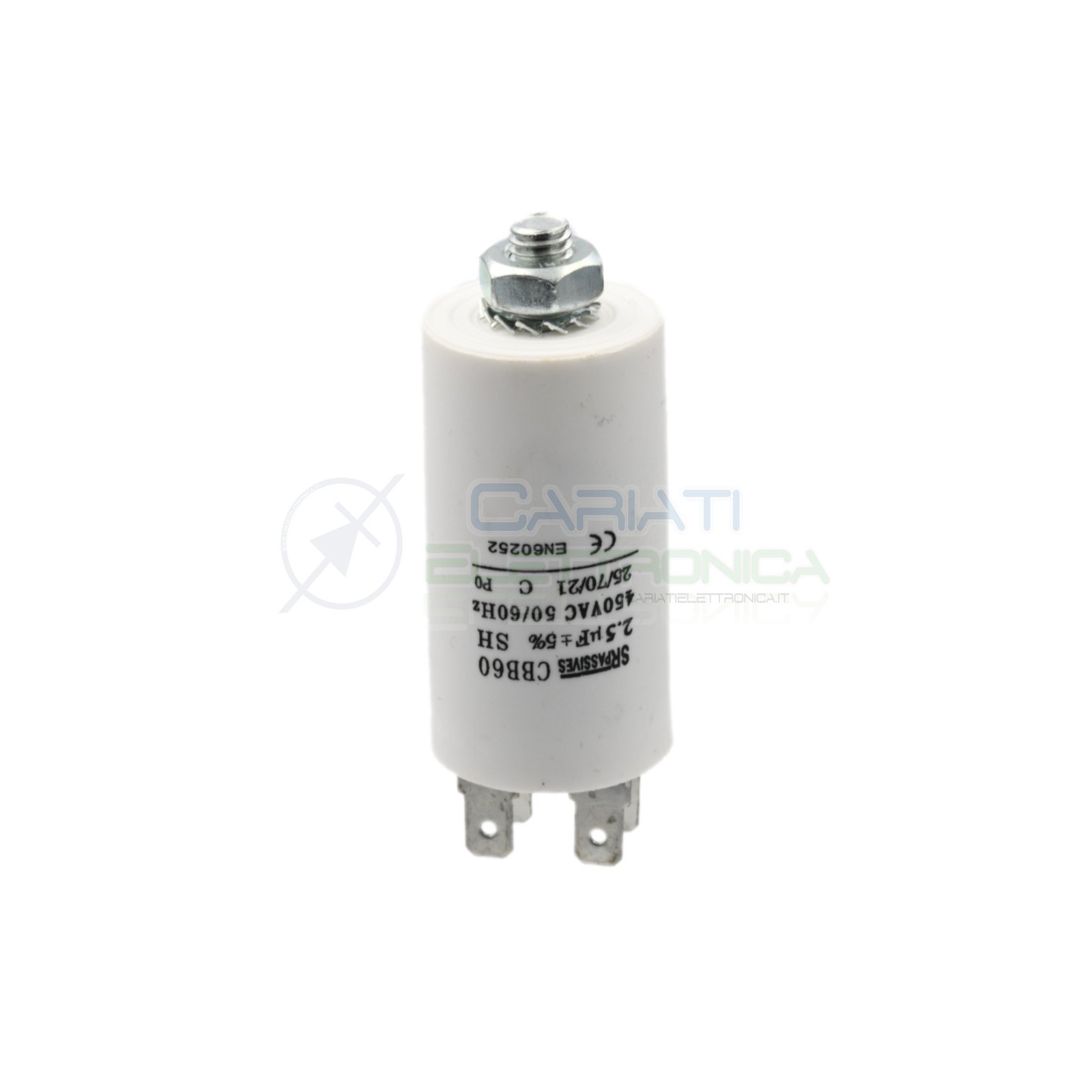 CONDENSATORE ELETTRICO 2,5 uF 2,5uF 450Vac CAPACITORE MOTORE POMPA ELETTROPOMPA SR Passive