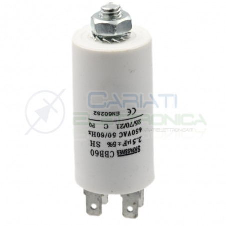 CONDENSATORE ELETTRICO 2,5 uF 2,5uF 450Vac CAPACITORE MOTORE POMPA ELETTROPOMPA SR Passive