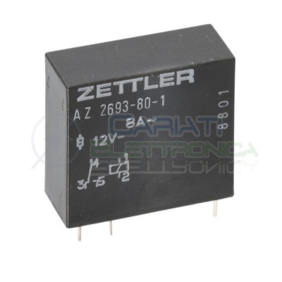 Relè singolo scambio 12V 8A AZ-2693-80-1 AZ2693801SPDT 12V 12Vdc ZETTLER Zettler