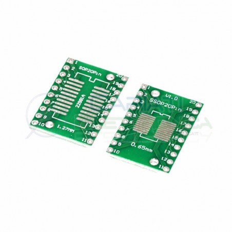 2 pezzi adattatore basetta test pcb SOP20 SSOP20 smd a DIP20 20pin Generico