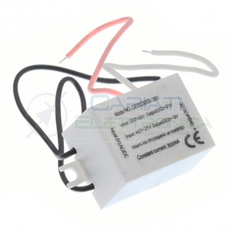 Driver Alimentatore Led Power da 1Watt AC DC 7-24V 12V 300mA Generico