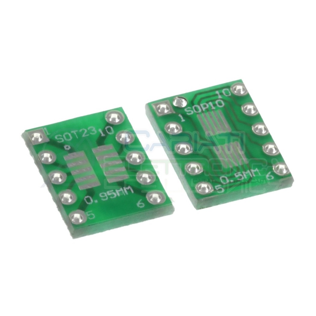 2 Pezzi Adattatore Basetta Test PCB SOP10 SO10 SOIC10 SMD a DIP10 10 Contatti Generico