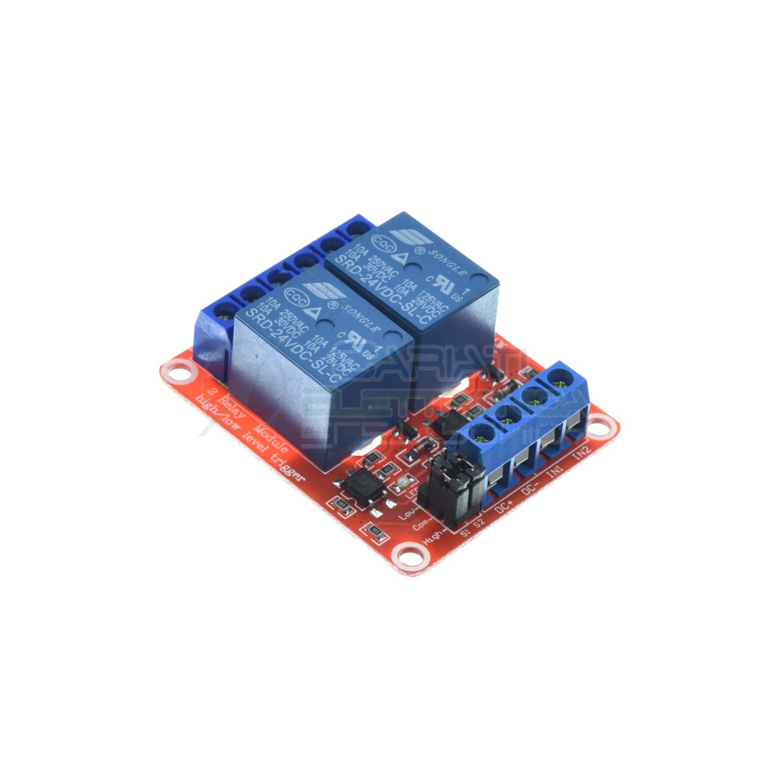 Scheda 2 Relay Due Doppio Relè 24V Dc 10A Singolo 1 Scambio SONGLE SRD-24VDC-SL-C SPDT PCB Generico