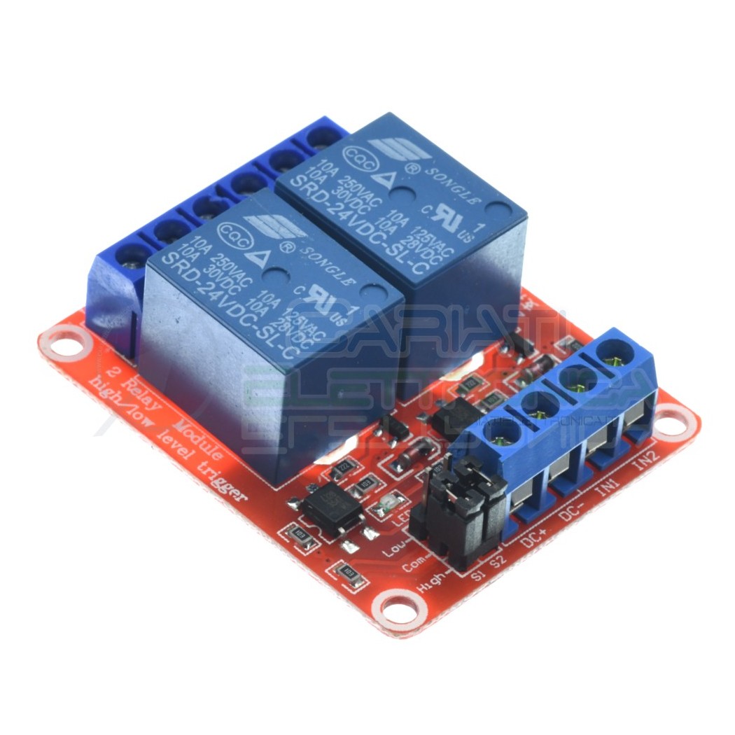 Scheda 2 Relay Due Doppio Relè 24V Dc 10A Singolo 1 Scambio SONGLE SRD-24VDC-SL-C SPDT PCB Generico