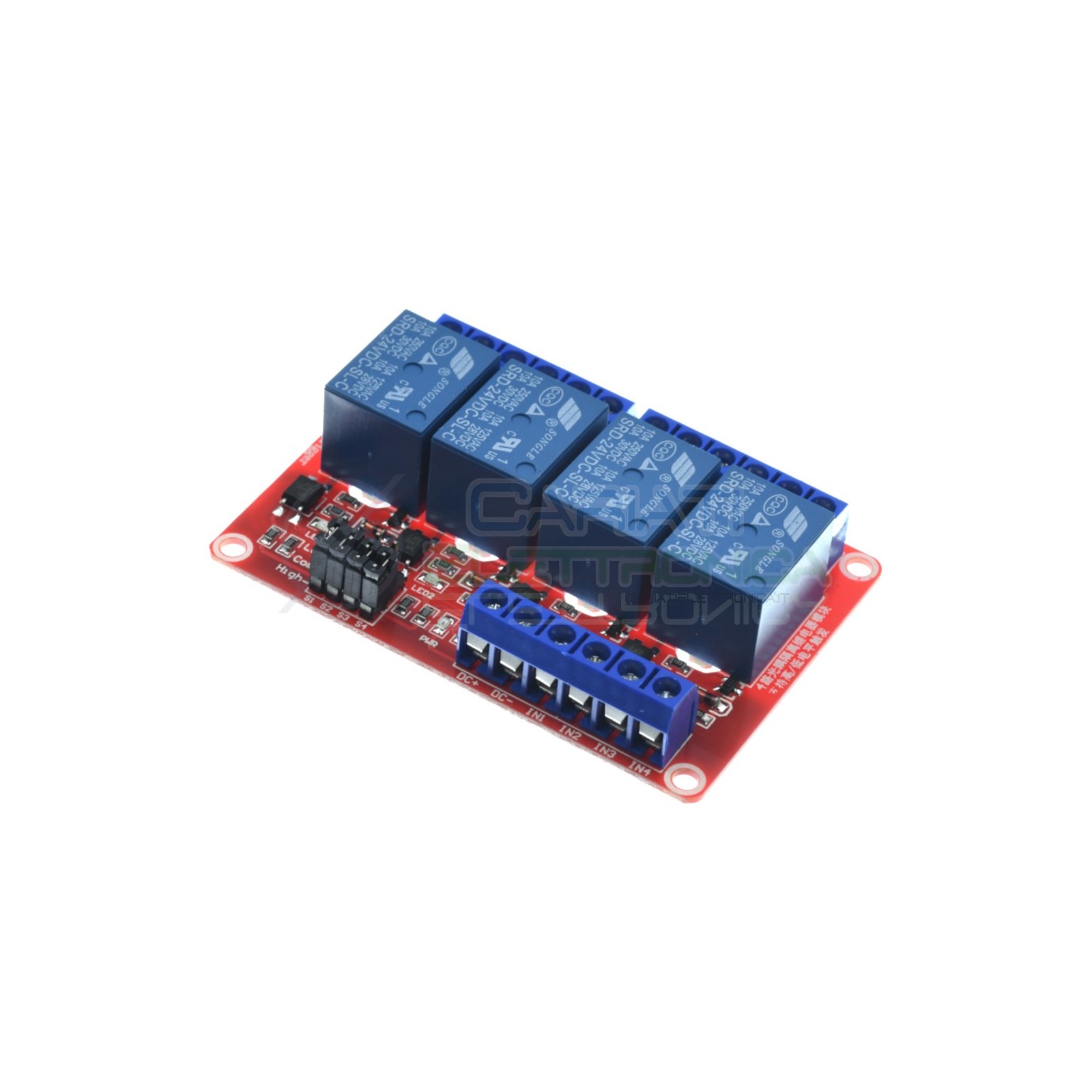 Scheda 4 Relè 24V Dc 10A Singolo 1 Scambio Songle SRD-24VDC-SL-C SPDT PCB Relay Quattro Generico