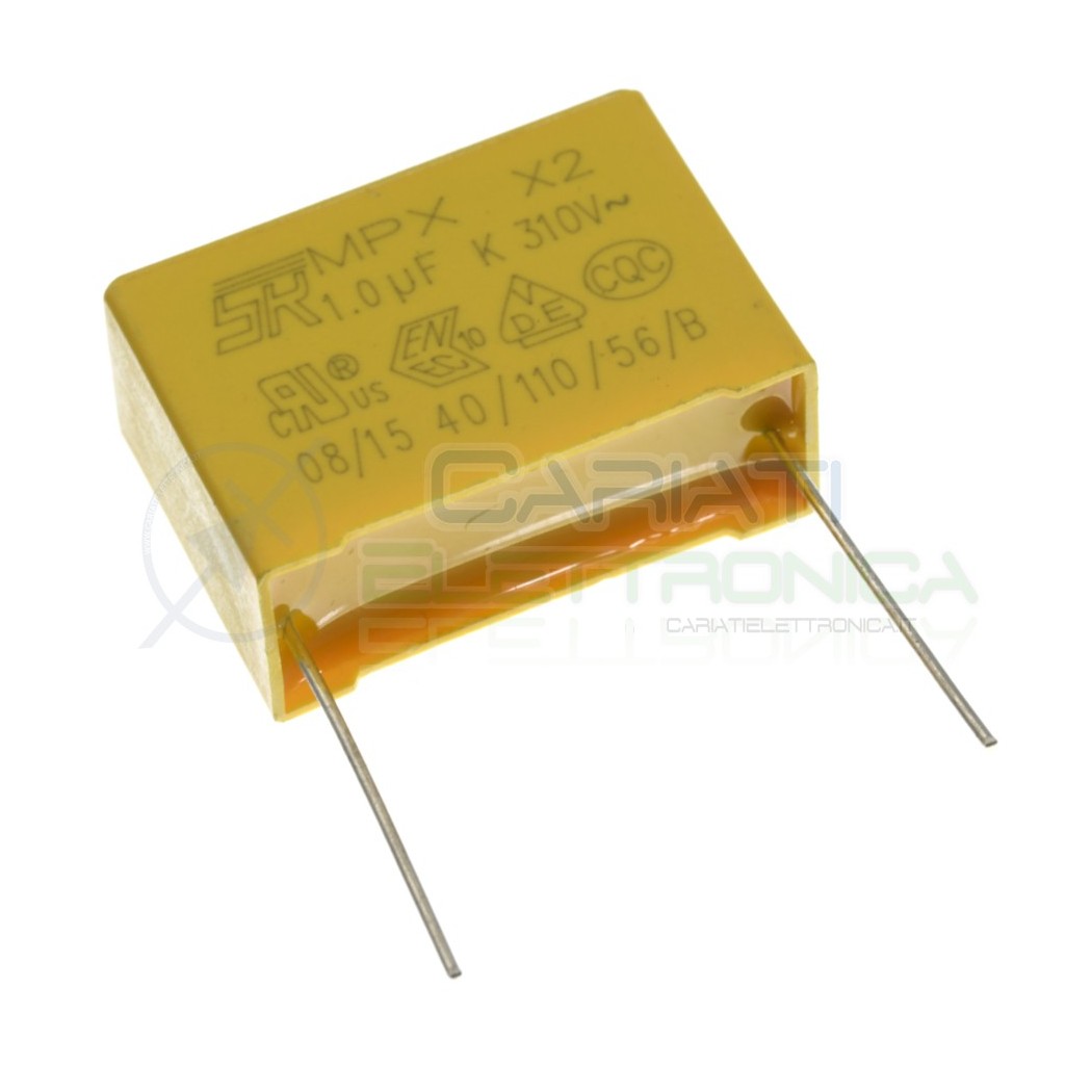 Condensatore in Poliestere MKP 1uF 310ac X2 Passo 27,5mm 1000nF 10% SR Passive