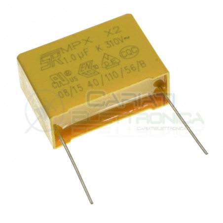 Condensatore in Poliestere MKP 1uF 310ac X2 Passo 27,5mm 1000nF 10% SR Passive