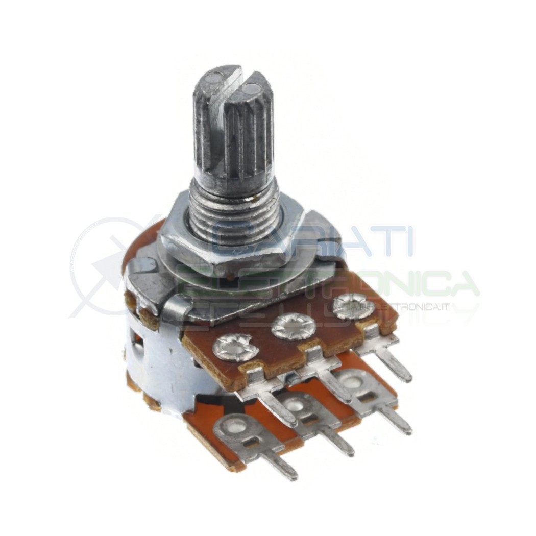 Potenziometro 22Kohm B22K stereo rotativo lineare doppio 22 Kohm 22 K perno 15mmGenerico