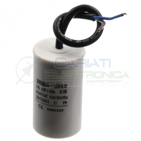 Condensatore elettrico 16uF 450V Cbb60 per motore cancello pompa elettropompa SR Passive