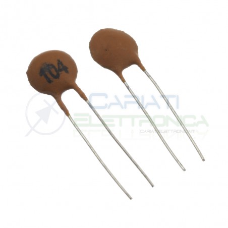 50 pezzi Condensatore ceramico a Disco da 100000pF 100nF 104pF 50V Passo 2,54mm SR Passive